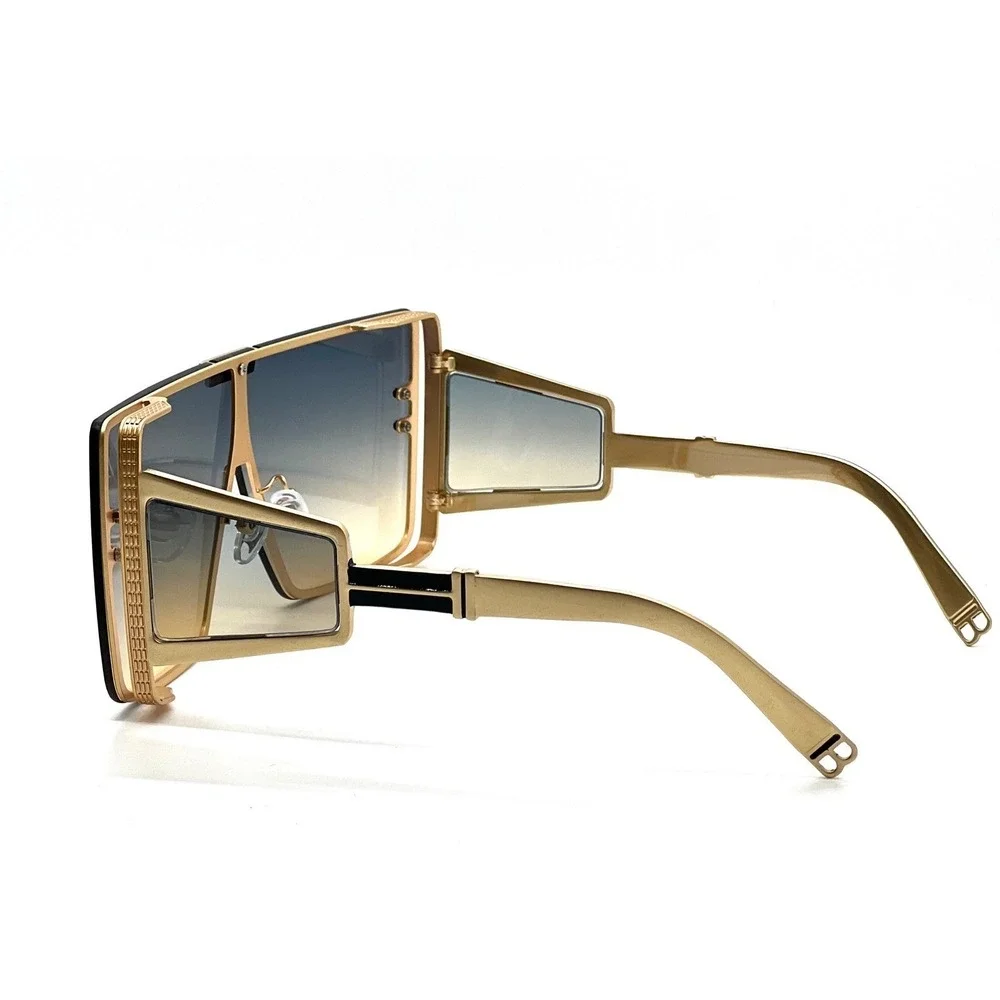 Sunglasses Oversized Designer Green Yellow Lens Sun Glasses Men Lentes Gafas New